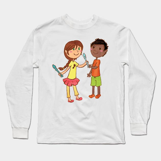 Little Music Friends Long Sleeve T-Shirt by SimplyKitt